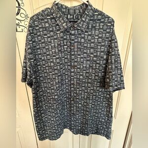 Tommy Bahama Original Fit Silk Blend Hawaiian Camp Shirt Blue Size XL